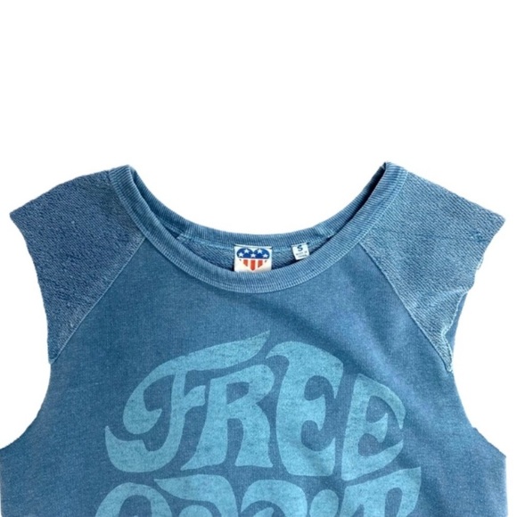 JUNK food Free Spirit Sleeveless Sweatshirts Tank Top in Vintage Teal Blue - Picture 4 of 5